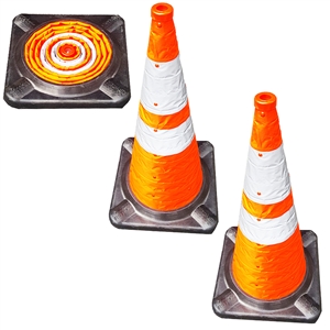 28" Lighted Collapsible Traffic Cone (2 Pack)