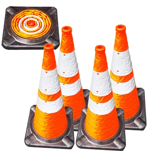 28" Lighted Collapsible Traffic Cone (4 Pack)