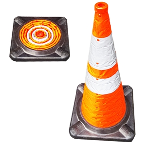 28" Lighted Collapsible Traffic Cone (Single)